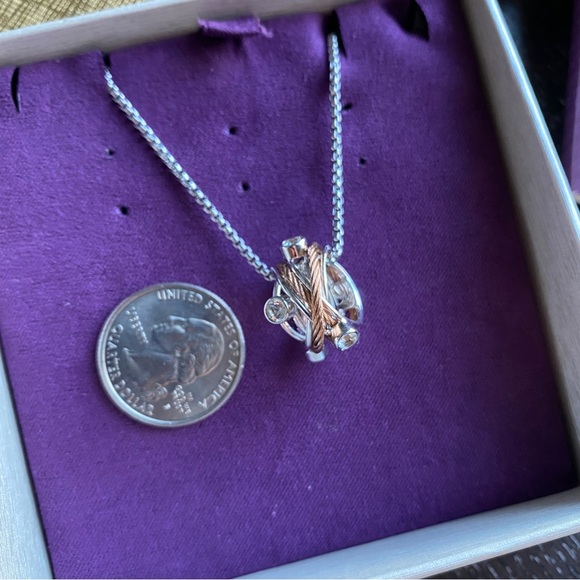 CHARRIOL Tango Swiss Designed White Topaz 2 Tone Multi Row Cable pendant - Picture 4 of 5